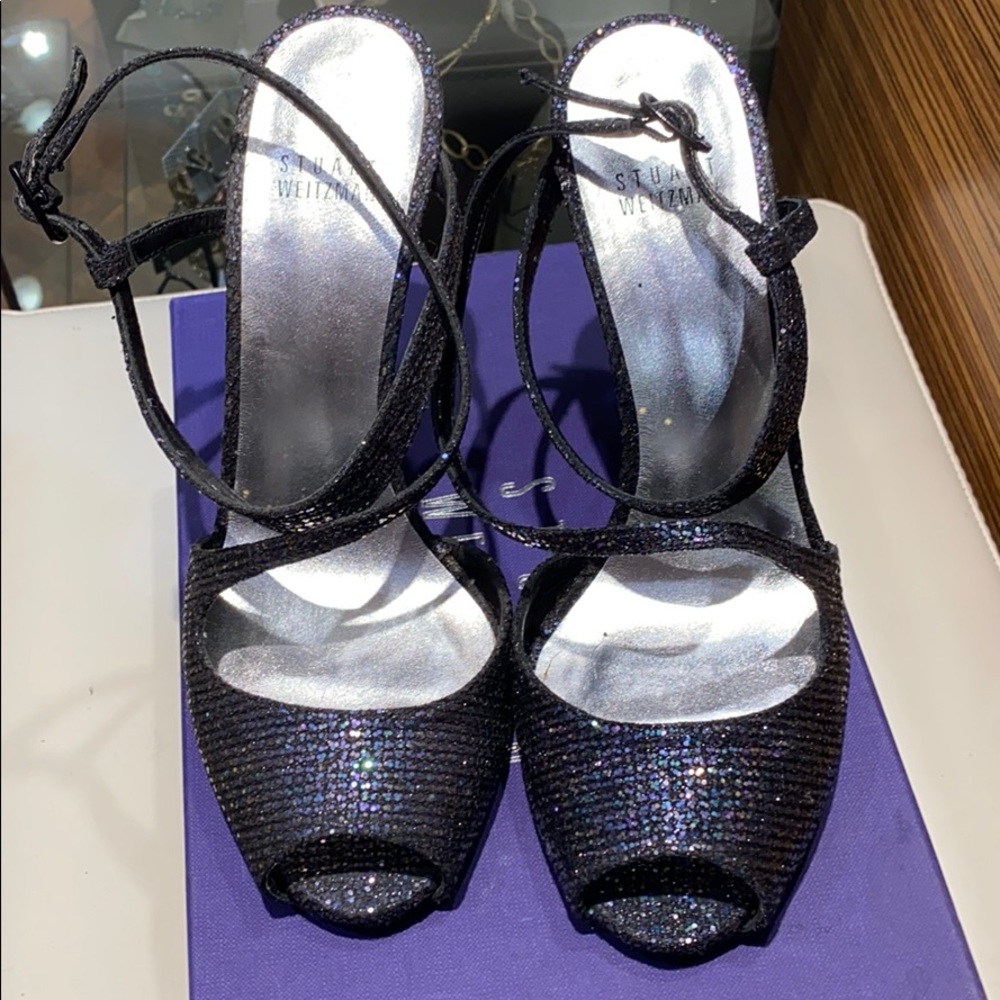 Stuart Weitzman Multi Iris Glitter Heels Size 8 - image 2